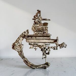 Vintage Norwegian JUHLS Abstract Sterling  Silver Designer Brooch No. 707